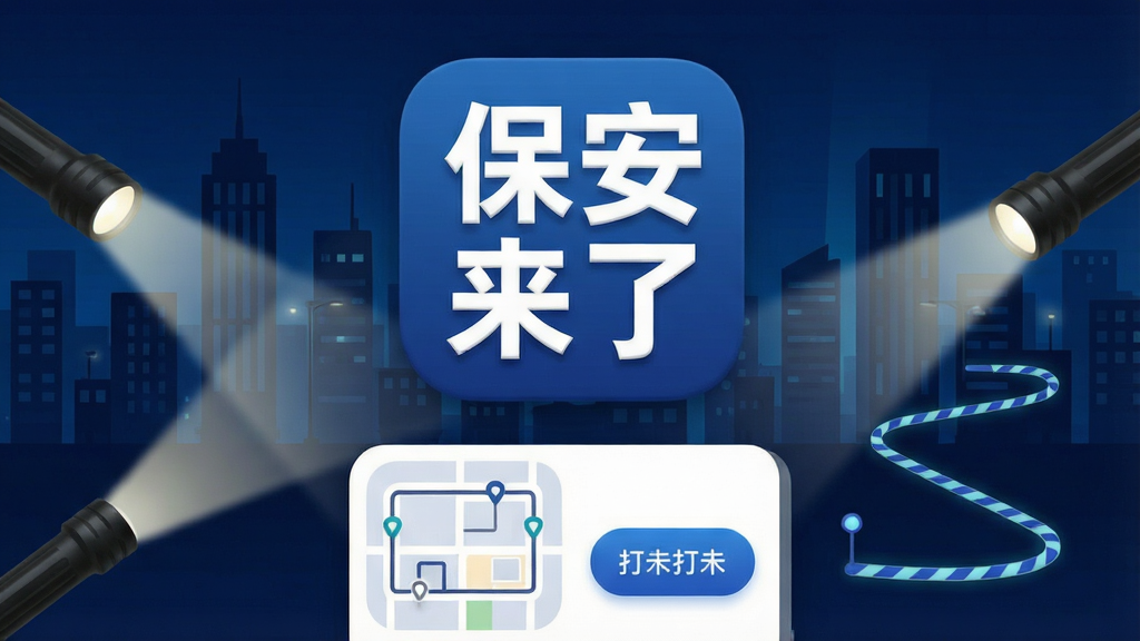 һ���ֻ�Ӧ�ý����ͼ�����������ǡ��������ˡ��ĸ����ֵ�APPͼ�꣬ͼ���·�չʾ����Ѳ��·��ͼ�ʹ򿨰�ť������������ɫ�ĳ���ҹ�������ֵ�Ͳ������Ѳ��·�߱�ǣ�������дʵ�����ʸ���ɾ����޶���Ԫ��