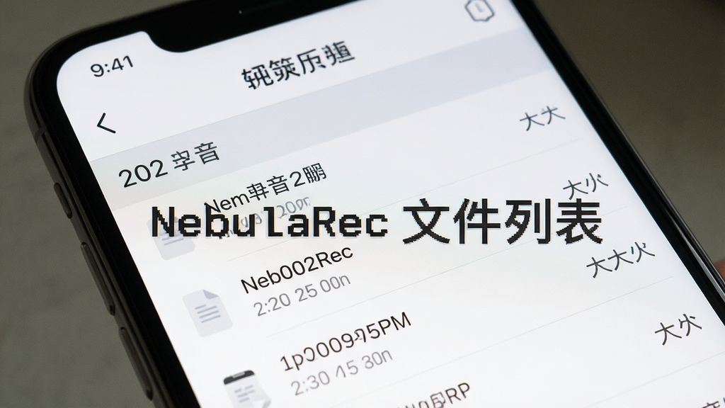 һ��չʾNebulaRec�ļ����������ͼƬ���������ֻ���Ļ��д����Ļ����ʾ�Ű��������е�¼���ļ��б���ÿ���ļ��������ơ�ʱ���ʹ�С��Ϣ������ɾ����࣬�԰�ɫ��ǳ��ɫΪ��������Լ�ִ���ϸ�����������ʸɾ���ͼƬ�д������֡�NebulaRec �ļ��б�����