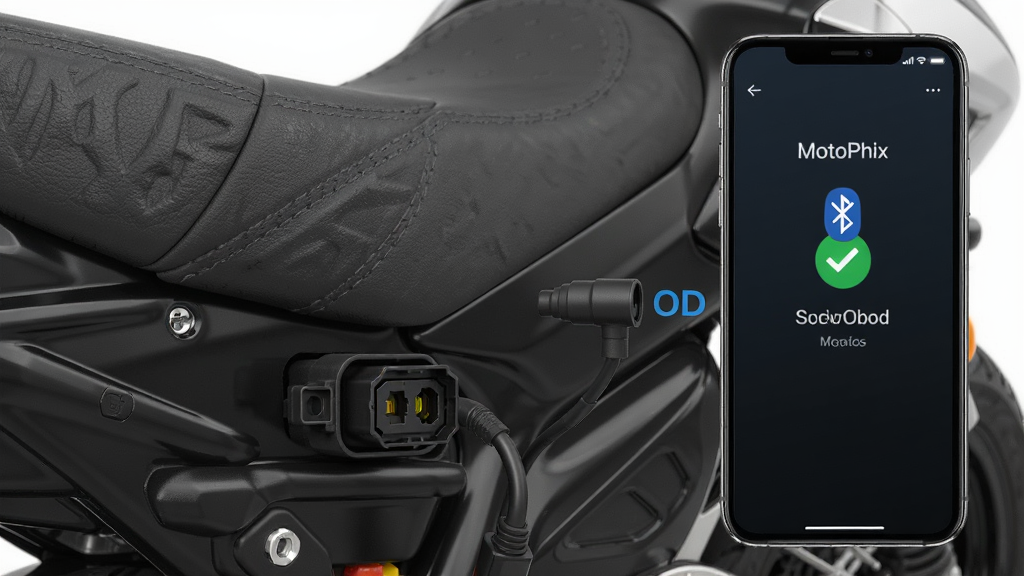 MotoPhix Ħ�г�OBD�ӿ�����ʾ��ͼ���ֻ���Ļ��ʾ�������ӳɹ����棬�Ա�Ħ�г������·�¶��OBD�ӿڣ����дʵ���������ʸɾ����޶���Ԫ��