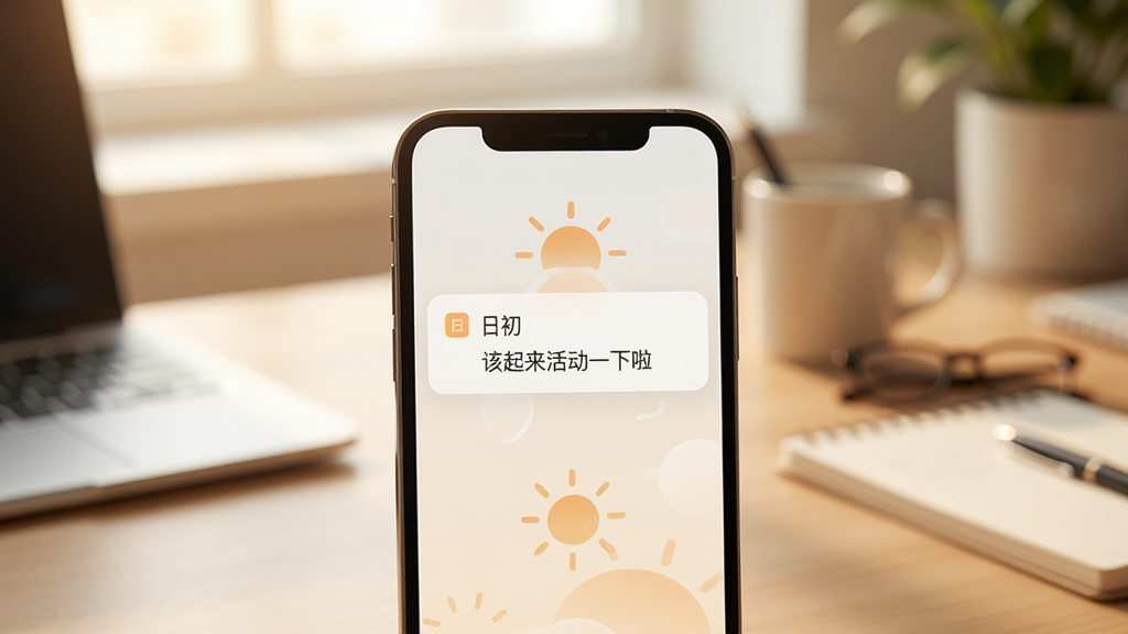 һ��չʾ���ճ���APP���ѹ��ܵ�ͼƬ���ֻ���Ļ��ʾһ���º͵�����֪ͨ�������С��ճ��������͡��������һ�����������֣������ǰ칫����������������ܰ��������ͣ����ʸɾ����޶���Ԫ�ء�