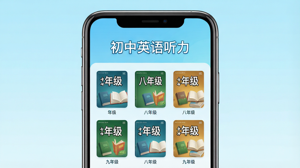 һ��չʾ����Ӣ������app���Ľ����ͼƬ������������һ�������ֻ�����Ļ��ʾ�ų���Ӣ������app����ҳ������д�š�����Ӣ���������������·����������꼶�����꼶�����꼶�Ľ̲ķ���ͼ�꣬���������µ�ǳ��ɫ���䣬������ִ������ʸɾ��������޶���Ԫ��