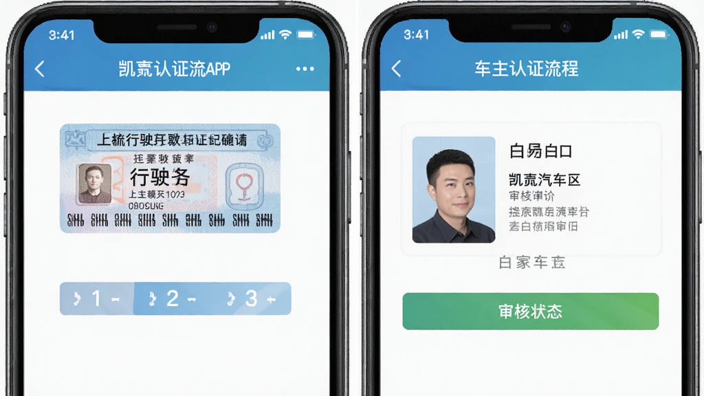 ��������APP������֤���̽�ͼ���ֻ���Ļ��ʾ�ϴ���ʻ֤������֤�Ľ��棬���в���ָʾ�����״̬�������������ʽ�����ʸɾ����޶���Ԫ��