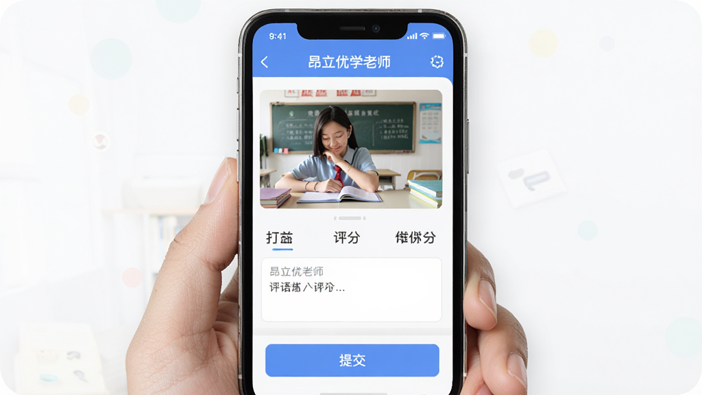 ������ѧ��ʦ���ֻ���Ļչʾ��ҵ���Ľ��棬����Ϊ��ʦ��App�������棬�����Ϸ���ѧ���ύ����ҵͼƬ���м��Ǵ�ֺ�����������·����ύ��ť���Ű����룬�����������ϸ�����������ʸɾ��޶���Ԫ�أ����֡�������ѧ��ʦ�������ڽ��涥��