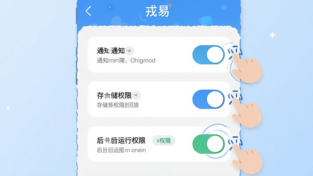 ���������ǡ����ס�Ӧ�õ�Ȩ�����ý����ͼ���廭����Ļ����ʾ֪ͨȨ�ޡ��洢Ȩ�ޡ���̨����Ȩ���������أ��Ա�����ָ�����ͼ�ꡣ����Ϊ����չʾ������Ϊǳ��ɫ���䡣���Ϊ��ƽ���Ƽ��廭��ϸ�����������ֱ�ǩ��ȷ�����ʸɾ��޶���Ԫ�ء�