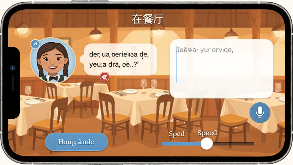 �������ܿ����龰�Ի�ģ����棬�ֻ���Ļ��ʾһ��������͵ĶԻ��������������������������Ա��ͷ����������ʣ��Ҳ����û��ش����������˷簴ť����Ļ�Ϸ���ʾ�������ơ��ڲ��������·�����ʾ��ť�����ٵ��ڻ��飬������ůɫ���Ĳ����廭�������Ű���������������Ѻã����ʸɾ���