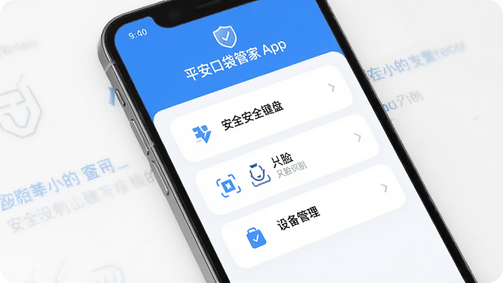 ƽ���ڴ��ܼ�App�İ�ȫ���ý��棬�ֻ���Ļ��ʾ��ȫ���̡�����ʶ���豸������ѡ������࣬����ɫ�Ͱ�ɫΪ�������ȫ�ɿ��������������ɾ��޶���Ԫ�ء�