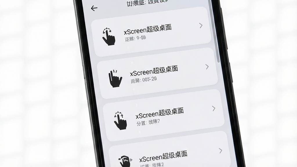һ��չʾxScreen�����������Ʋ������ý����ͼƬ���������ֻ���Ļ����Ļ����ʾ�����������б�������Ϊ�������е�ѡ�Ƭ���Ű��࣬���Ϊǳɫ����磬ϸ����ÿ������ͼ�����ж�Ӧ�Ĺ�������˵�������ʸɾ��������޶���Ԫ�أ�ͼƬ�����ֱ��������xScreen�������桱��