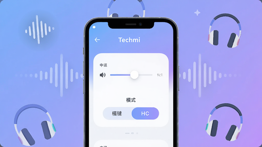 Techmi App ������չʾ�������������ֻ���Ļ����Ļ����ʾ Techmi App �ļ�������壬���������ڻ����ģʽ�л���ť����������͵�����ɫ���䣬��Χ����������ͼ��Ͷ���ͼ�����������ִ���ƽ�����ʸɾ����޶���Ԫ��