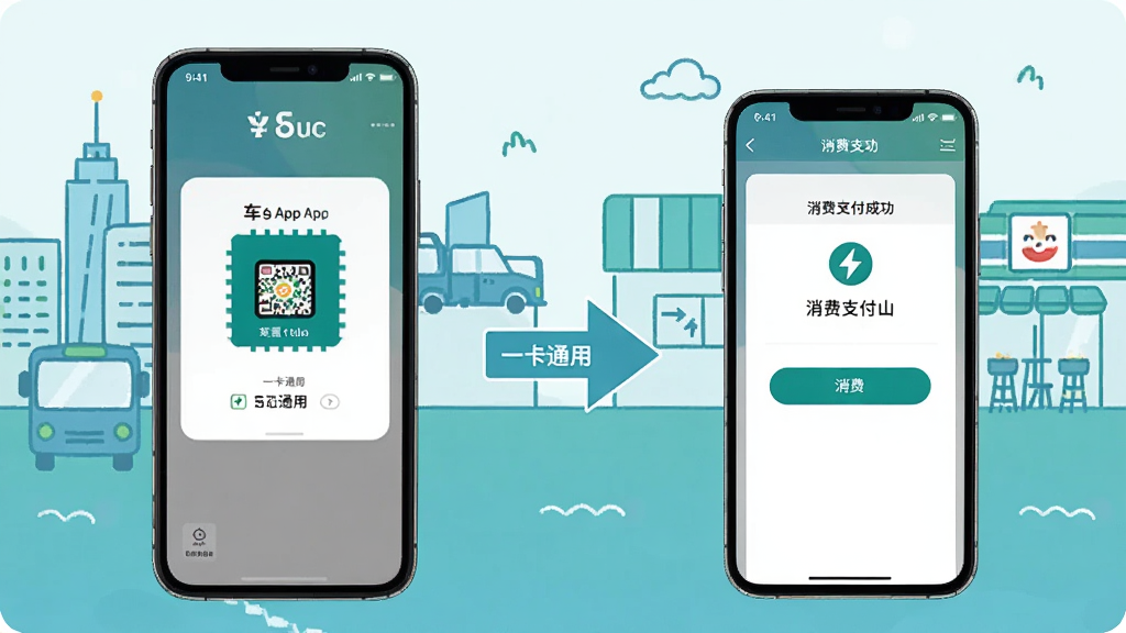 ��ͨ��App����չʾͼ���������Ϊ�ֻ���Ļ��ʾ�˳�����棬�Ҳ�Ϊͬһ���ֻ���ʾ����֧���ɹ�ҳ�棬�м��ü�ͷ���ӱ�ʾһ��ͨ�ã�����Ϊ���н�ͨ�������Ԫ�ؼ�ʲ廭������ɫ�������ͳһ�ִ������ʸɾ��޶���Ԫ��