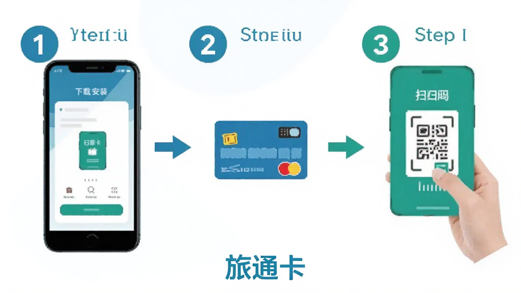 ��ͨ��App����ָ��ʾ��ͼ������չʾһ���ֻ���Ļ�����ذ�װ���󶨿�Ƭ�ٵ�ɨ��ʹ�õ���������ͼ��ÿһ�������ֱ�ע���ײ��С���ͨ�������ֱ�ʶ�������������죬����ɫ�������ʸɾ��޶���Ԫ��