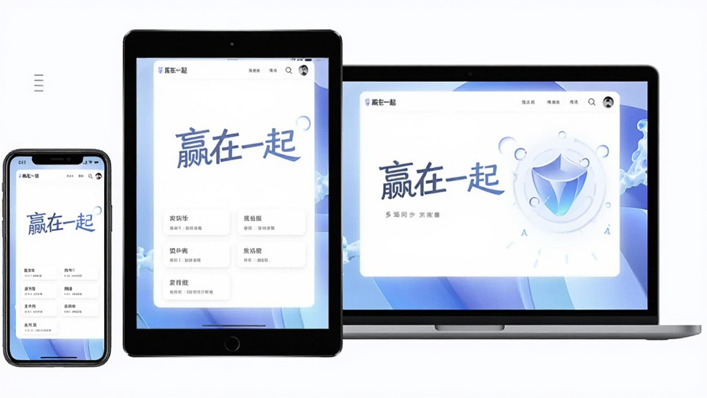 һ��չʾ��Ӯ��һ�𡱶��ͬ�����ܵ�ͼƬ���������ֻ���ƽ��ͱʼǱ����������豸������ʾ����Ļ�϶��ǡ�Ӯ��һ�𡱵Ľ��棬���ֲ��ú������У�����ִ���Լ��ϸ�����������ʸɾ��޶���Ԫ�ء�