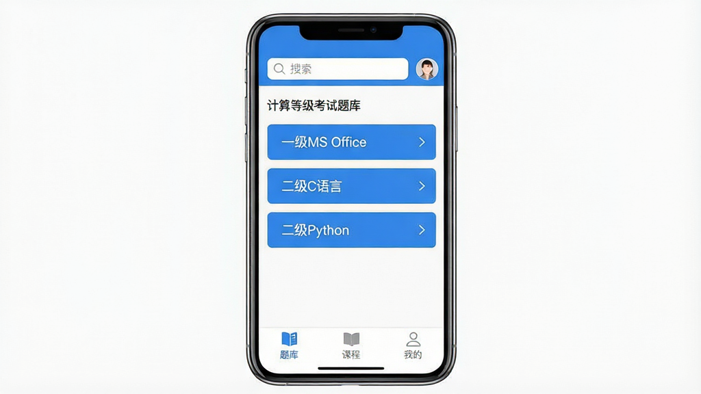 һ��չʾ��С�ڿ���HD��App���Ľ����ͼƬ�������������ֻ���Ļ����Ļ����ʾ������ȼ�����������ҳ�棬������һ��MS Office��������C���ԡ�������Python����ѡ���������������û�ͷ�񣬵ײ��ǡ���⡱���γ̡����ҵġ�����������ǩ��������ɫ������Ϊ�����������ˬ���������������ɱ棬���ʸɾ����޶���Ԫ��
