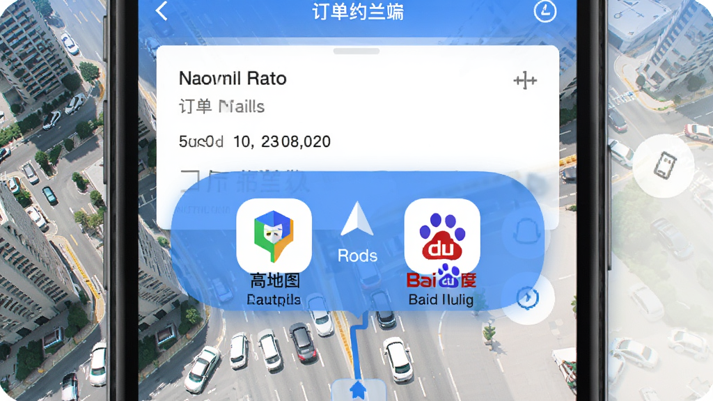С��Լ��˾���˵����л����棬�ֻ���Ļ��ʾ��������ҳ���м���һ����Ŀ�ĵ�����ť������󵯳��ߵµ�ͼ�Ͱٶȵ�ͼ����ͼ��ѡ������ǳ��е�·���ͼ������ƽ����ƣ�������ɫ�����������޶���Ԫ��
