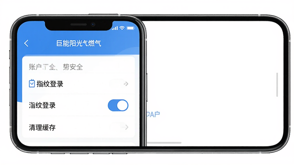 ��������ȼ��App���ý��棬�ֻ���Ļ��ʾ�˻���ȫ��ָ�Ƶ�¼���ء���������ѡ������࣬��ɫ�������ʸɾ��޶���Ԫ��
