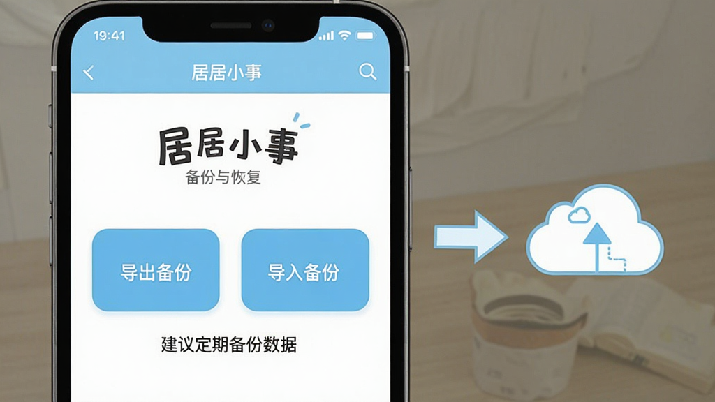 �Ӿ�С��App�����ֲ�����������չʾ��������һ���ֻ���Ļ��ʾ���Ӿ�С�¡��ı�����ָ�ҳ�棬ҳ�����С��������ݡ��͡����뱸�ݡ�������ť����ť�·���������ʾ�����鶨�ڱ������ݡ����ֻ��Ա���һ����ͷָ��һ���ƶ�ͼ���ʾ�����ļ����䣬�����������ˣ���ɫ��ǳ���Ͱ�ɫΪ������������������׼ȷ��ʾ���Ӿ�С�¡���