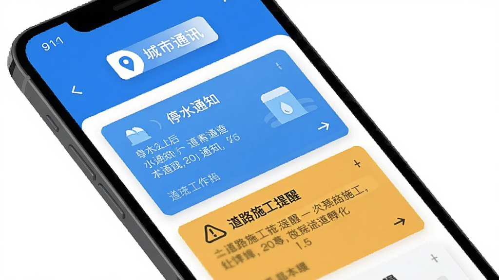 ����ͨApp��Ѷ�ۺ�ҳ�棬�ֻ���Ļ����ʾ�������ſ�Ƭ�б�������ͣˮ֪ͨ�͵�·ʩ�����ѣ������г��ж�λ��ǩ�������࣬������ɫ����ƽ����Ʒ�񣬻�������