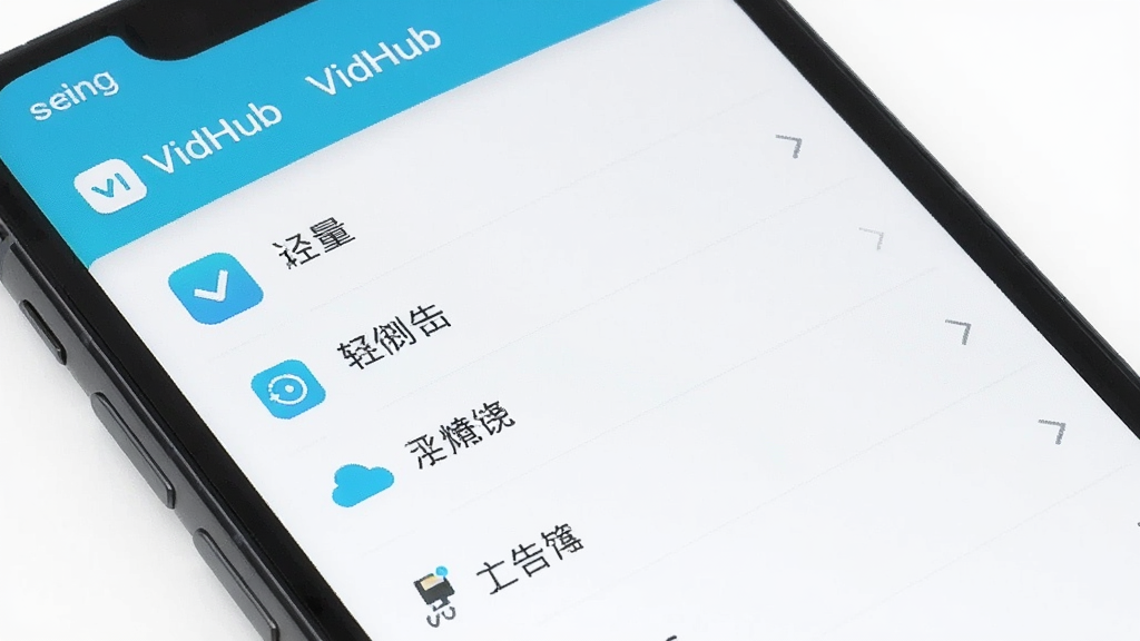 һ��չʾVidHub�����޹�����Ե�ͼƬ���������ֻ���Ļ��ʾVidHub�����ý��棬���ּ�࣬�Ű���ѡ���������룬����ƽ����ϸ�ڰ���������ͼ������������Ϊ���ģ����ʸɾ����޶���Ԫ�أ�ͼƬ�������