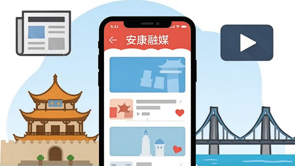 һ�ű�ƽ�����Ĳ廭������������һ�������ֻ����ֻ���Ļ����ʾ�š�������ý��APP���������ͽ��棬�ֻ���Χ�����Ű����ı�־�Խ����簲��¥���������ŵļ�ʻ����Լ��������ŵı�ֽͼ��ʹ�����Ƶ�Ĳ��Ű�ťͼ�꣬�����ǵ���ɫ�Ľ��䣬�����������죬���ʸɾ�