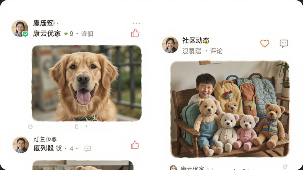 �����ż�App��������̬���棬��Ļ����ʾ���﷢�������ӣ��г�����Ƭ�Ͷ�����ƷͼƬ���Ա��е��޺�����ͼ�꣬������ܰ�����������ɻ��ã����ʸɾ��޶���Ԫ�ء�