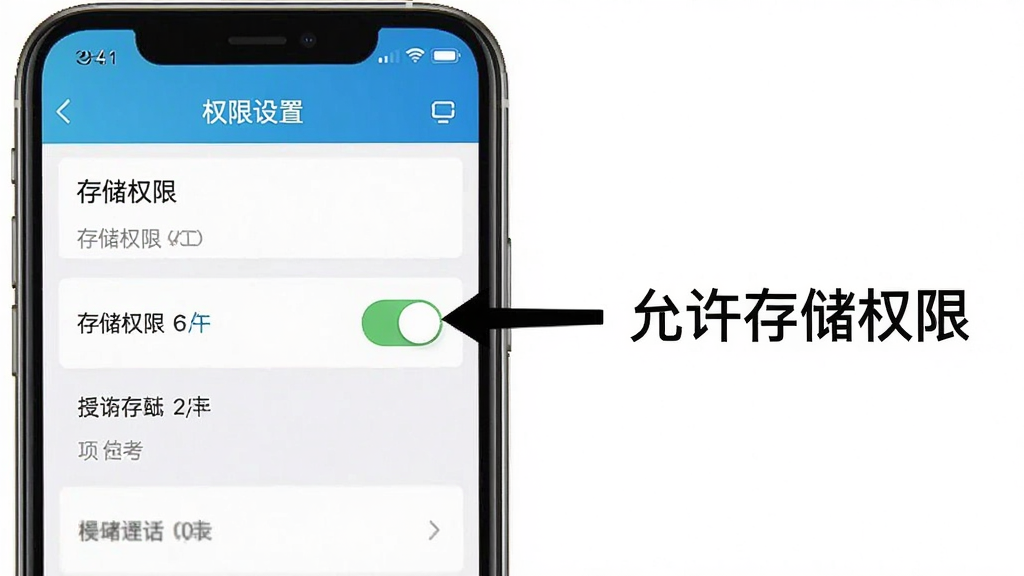 ��������App����ָ��ͼ���ֻ���Ļ��ʾȨ�����ý��棬��ͷָ��洢Ȩ�޿��أ��Ա������ֱ�ע�������洢Ȩ�ޡ��������ֱ�ۣ����������޶���Ԫ��